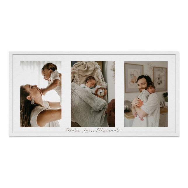 New Parents New Baby Glossy 3 Photo Collage Poster (Front)