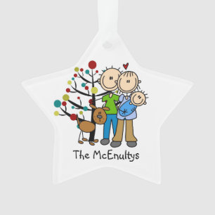 New Parents of a Baby Boy and Dog Ornament
