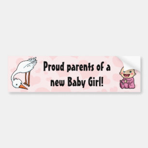 New parents of baby girl stork bumper sticker