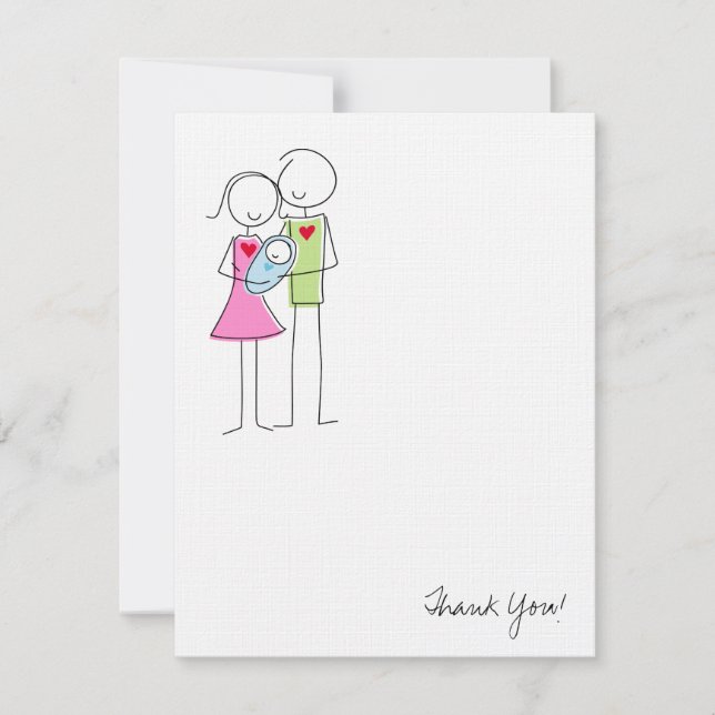 New Parents with Baby Boy - Thank You Card (Front)