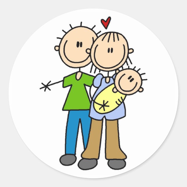 New Parents with Baby Tshirts and Gifts Classic Round Sticker (Front)