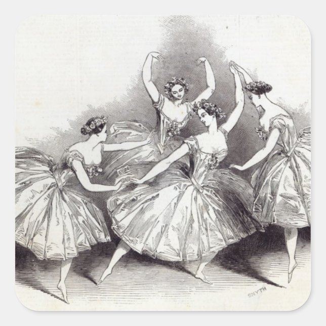 New Pas de Quatre, by Mdlles Square Sticker (Front)