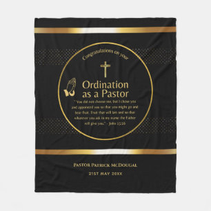 NEW PASTOR Ordination Newly Ordained Custom TEXT Fleece Blanket