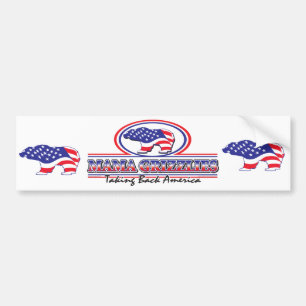 NEW-Patriotic-Grizzly Bumper Sticker
