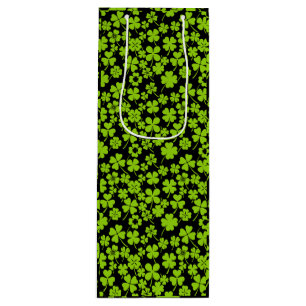 New pattern.Clover leaves 01 Black BG Wine Gift Bag