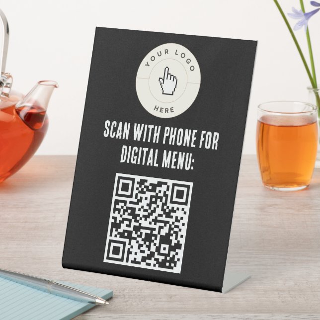 NEW! Pedestal Sign - 6" X 8" - QR Code Menu (In SItu)