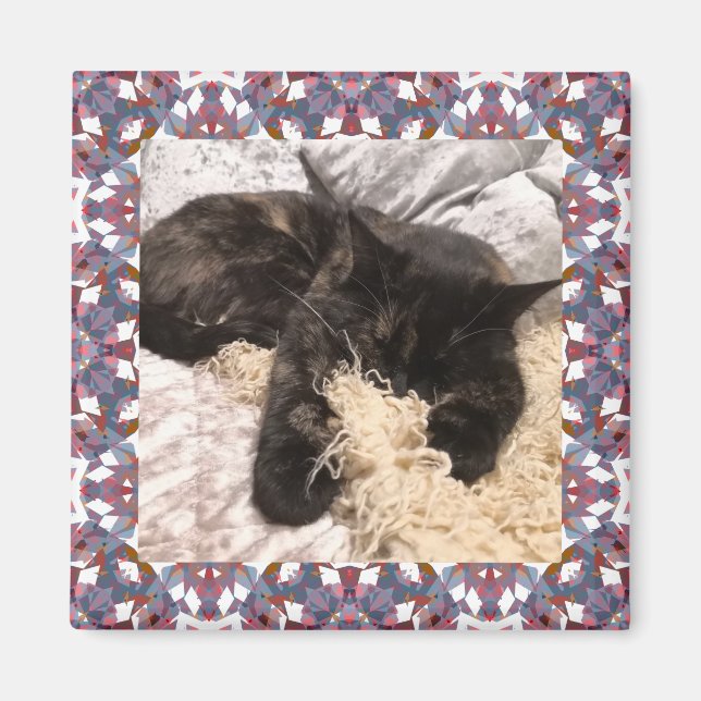 New Pet Brown Gray Christmas Square Frame Magnet (Front)