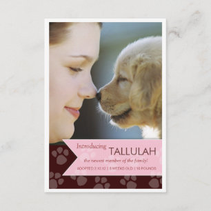 New Pet Brown Pink Banner Photo Announcement