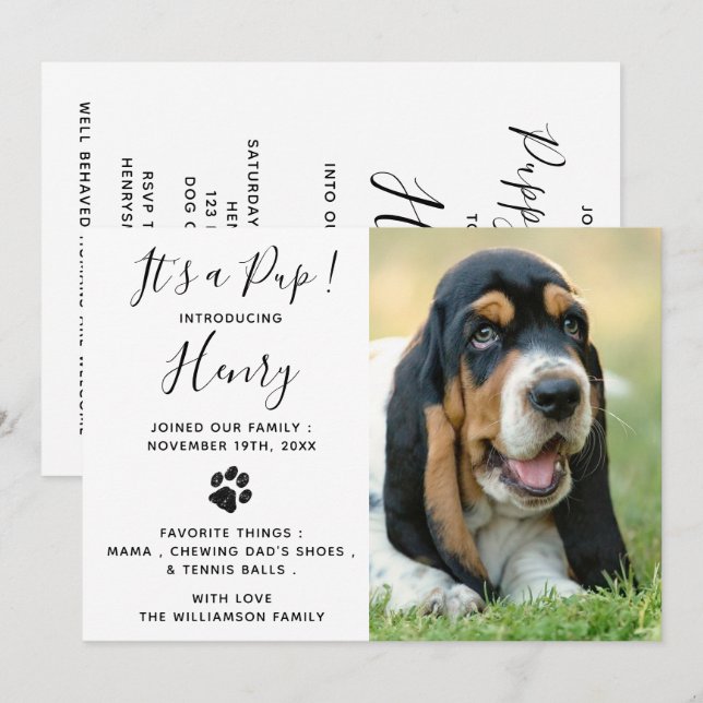 New Pet Dog Puppy Party Invitation (Front/Back)