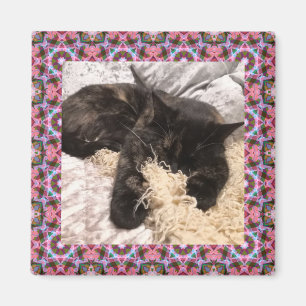 New Pet Pink Green Christmas Star Square Frame Magnet