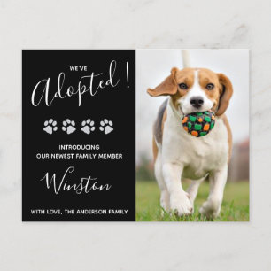 New Pet We've Adopted Puppy Dog Announcement Postcard