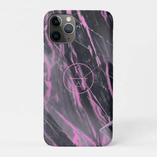 New Pink and Black Marble Monogram Iphone case