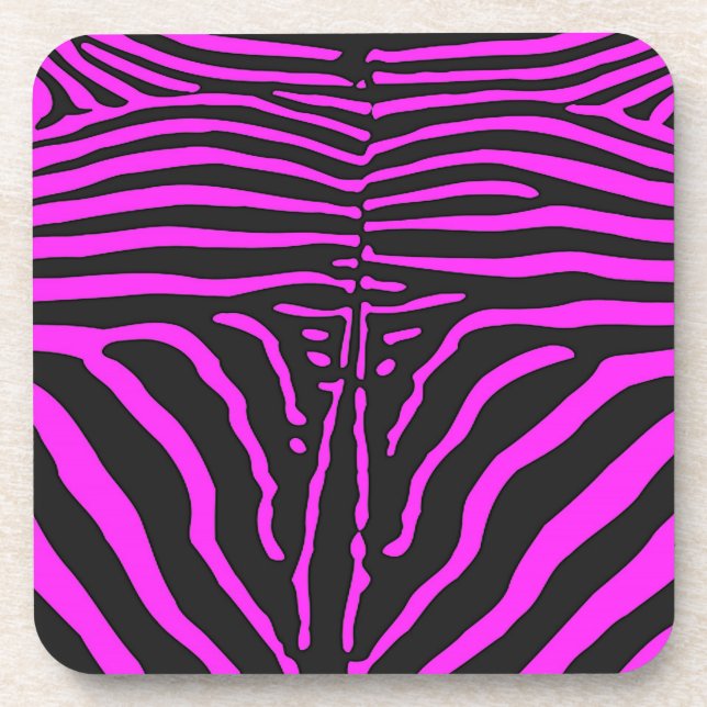 New Pink Black Zebra Print accessories - customise Coaster (Front)