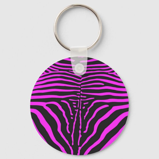 New Pink Black Zebra Print accessories - customise Key Ring (Front)