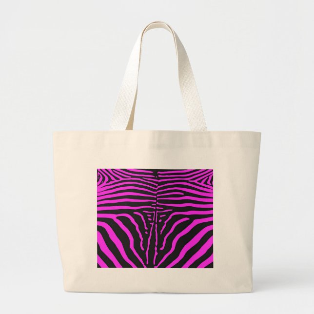 New Pink Black Zebra Print accessories - customise Large Tote Bag (Front)