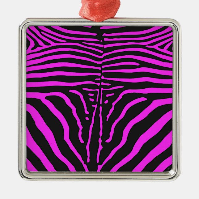 New Pink Black Zebra Print accessories - customise Metal Ornament (Front)