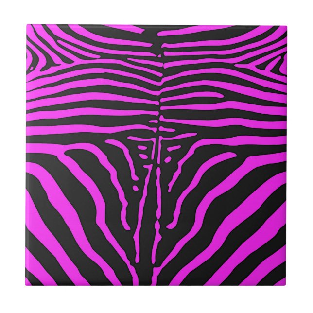 New Pink Black Zebra Print accessories - customise Tile (Front)