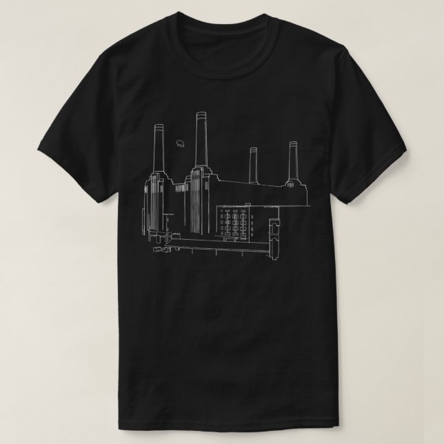 New Pink Floyd Animals Minimalistic White on Black T-Shirt (Design Front)