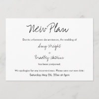 "New Plan" Casual Postponed Wedding Announcement