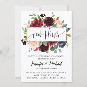 New Plans Postponed Cancelled Floral Announcement