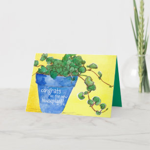New Plant Congratulations Blue Clay Pot Sunlight Card