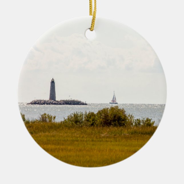New Point Comfort Lighthouse Ceramic Ornament (Front)