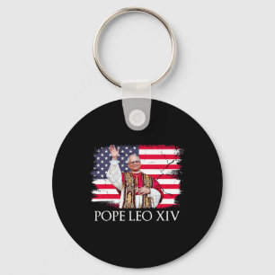 New Pope Leo Xiv Robert American Flag Key Ring