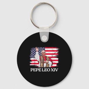 New Pope Leo Xiv Robert American Flag Key Ring