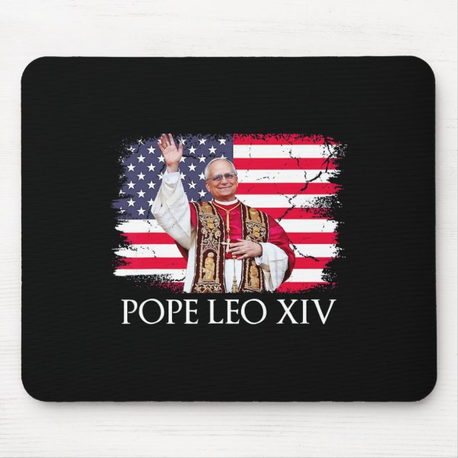 New Pope Leo Xiv Robert American Flag  Mouse Pad (Front)