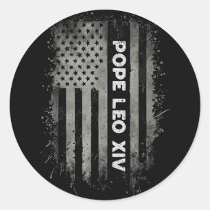 New Pope Leo Xiv Robert First American Flag Vintag Classic Round Sticker