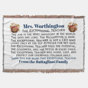 NEW Popular EXCEPTIONAL Teacher Thank You Throw