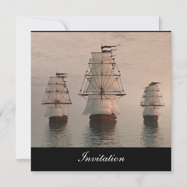 New Popular Invitation Three Sailing Ships (Front)