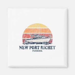 New Port Richey Fl Vintage Boating 70s Retro Boat Magnet