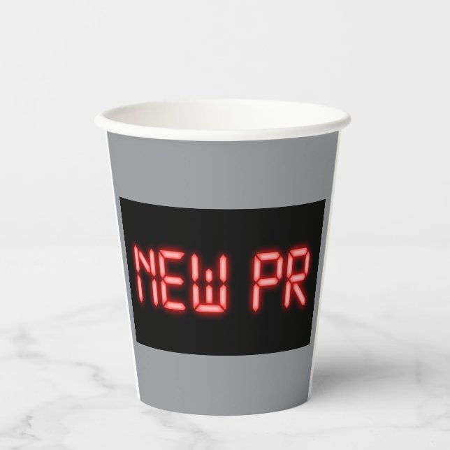 New PR Running Milestone Red Neon Digital Effect  Paper Cups (Front)