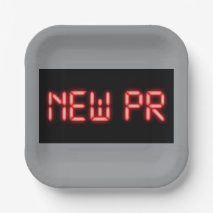 New PR Running Milestone Red Neon Digital Effect  Paper Plate