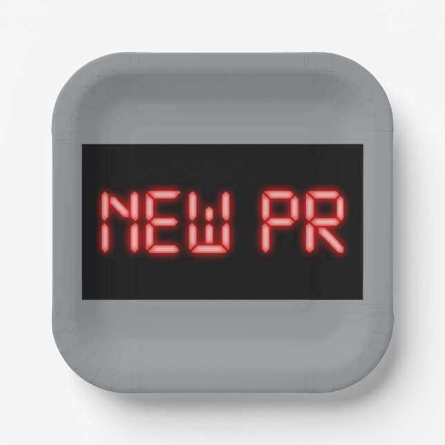 New PR Running Milestone Red Neon Digital Effect  Paper Plate (Front)