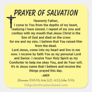 New! PRAYER OF SALVATION Stick with Jesus! Square Sticker