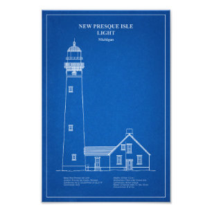 New Presque Isle Lighthouse - Michigan - AD Photo Print