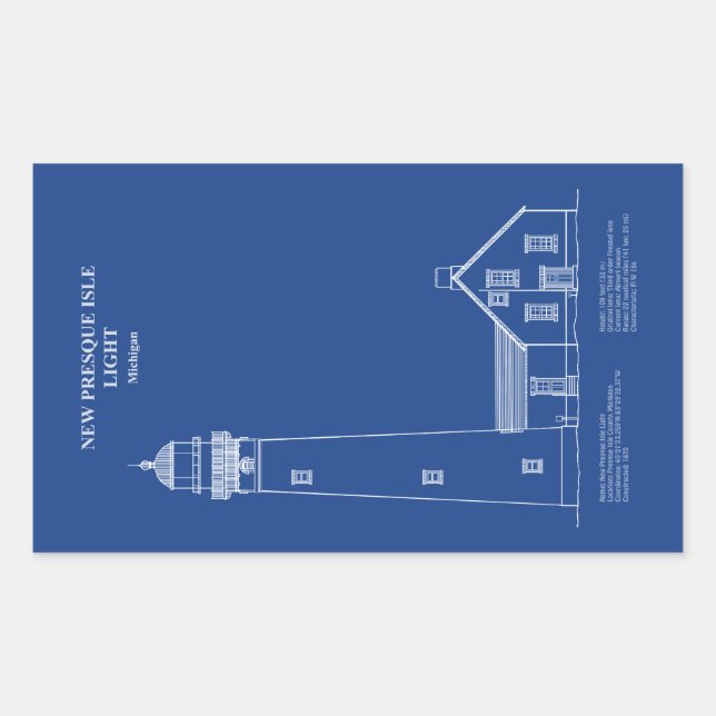 New Presque Isle Lighthouse - Michigan - AD Rectangular Sticker (Front)