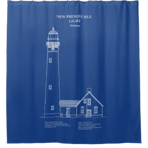 New Presque Isle Lighthouse - Michigan - AD Shower Curtain