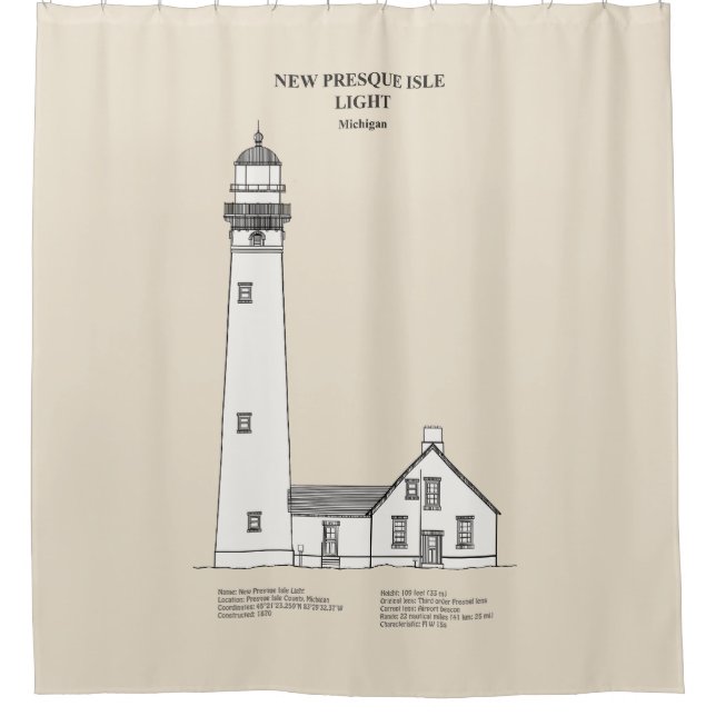 New Presque Isle Lighthouse - Michigan - SBD Shower Curtain (Front)