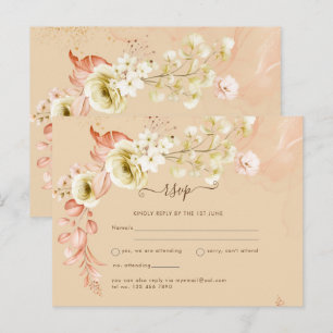 NEW! Pretty Coral Olive Flowers Mixed COLS WEDDING Postcard