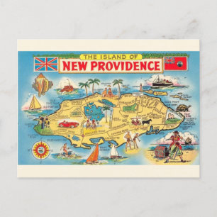 New Providence Bahamas Map Postcard