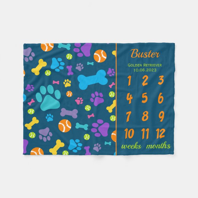 New Puppy Dog Photoshoot Milestone Blanket (Front (Horizontal))
