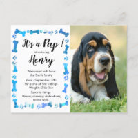 New Puppy New Pet- Blue Boy Dog Puppy Announcement