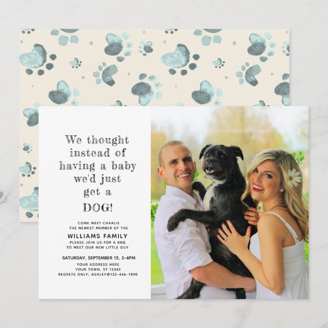 New Puppy Pet Adoption Photo Announcement (Front/Back)