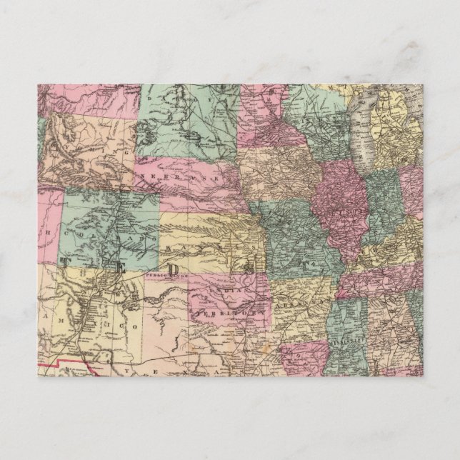 New rail road map of the United States Postcard (Front)