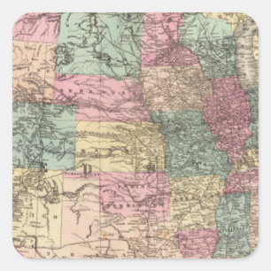 New rail road map of the United States Square Sticker