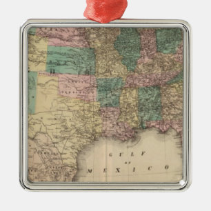 New railroad map of the United States 3 Metal Tree Decoration