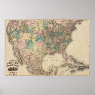 New railroad map of the United States 3 Poster